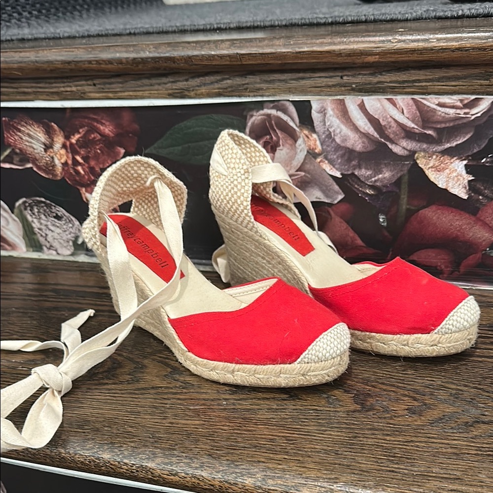 Red Espadrille Wedge Sandals by Jeffery Campbell